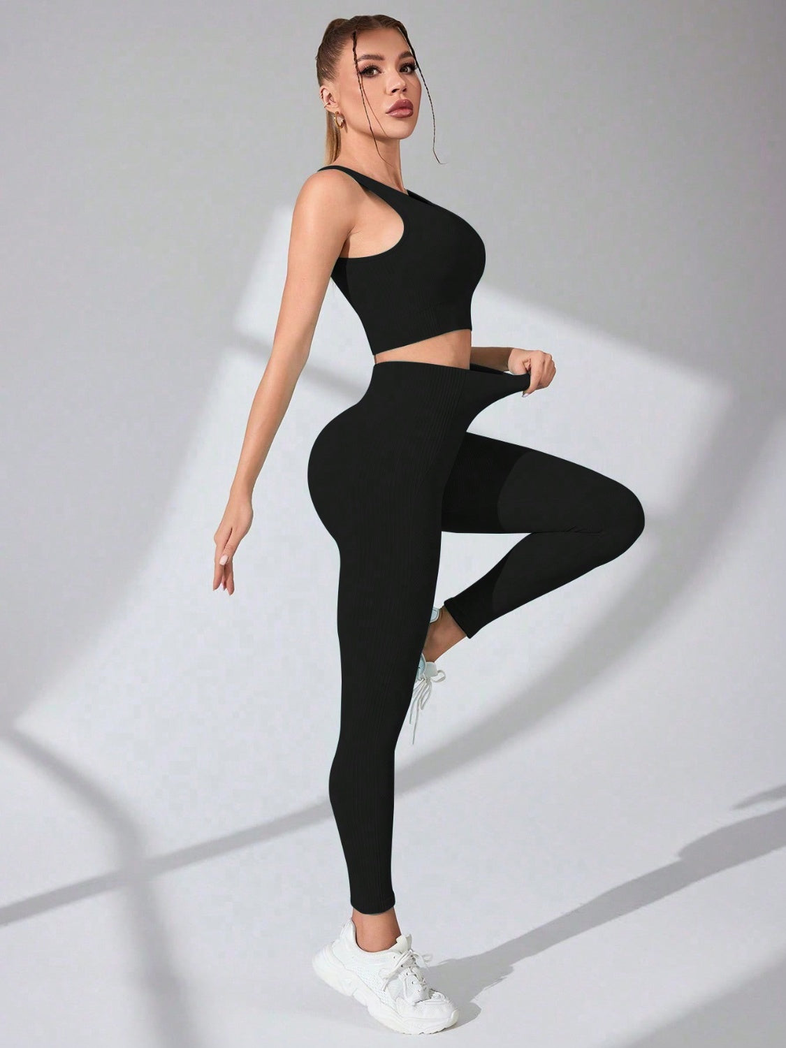 Scoop Neck Wide Strap Top and Pants Active Set