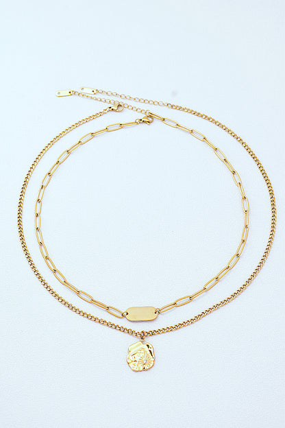 Gold-Plated Double-Layered Pendant Necklace