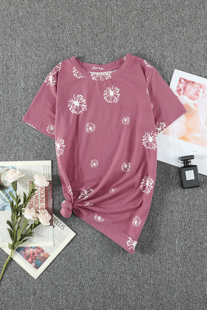 Girls Dandelion Print Round Neck Tee