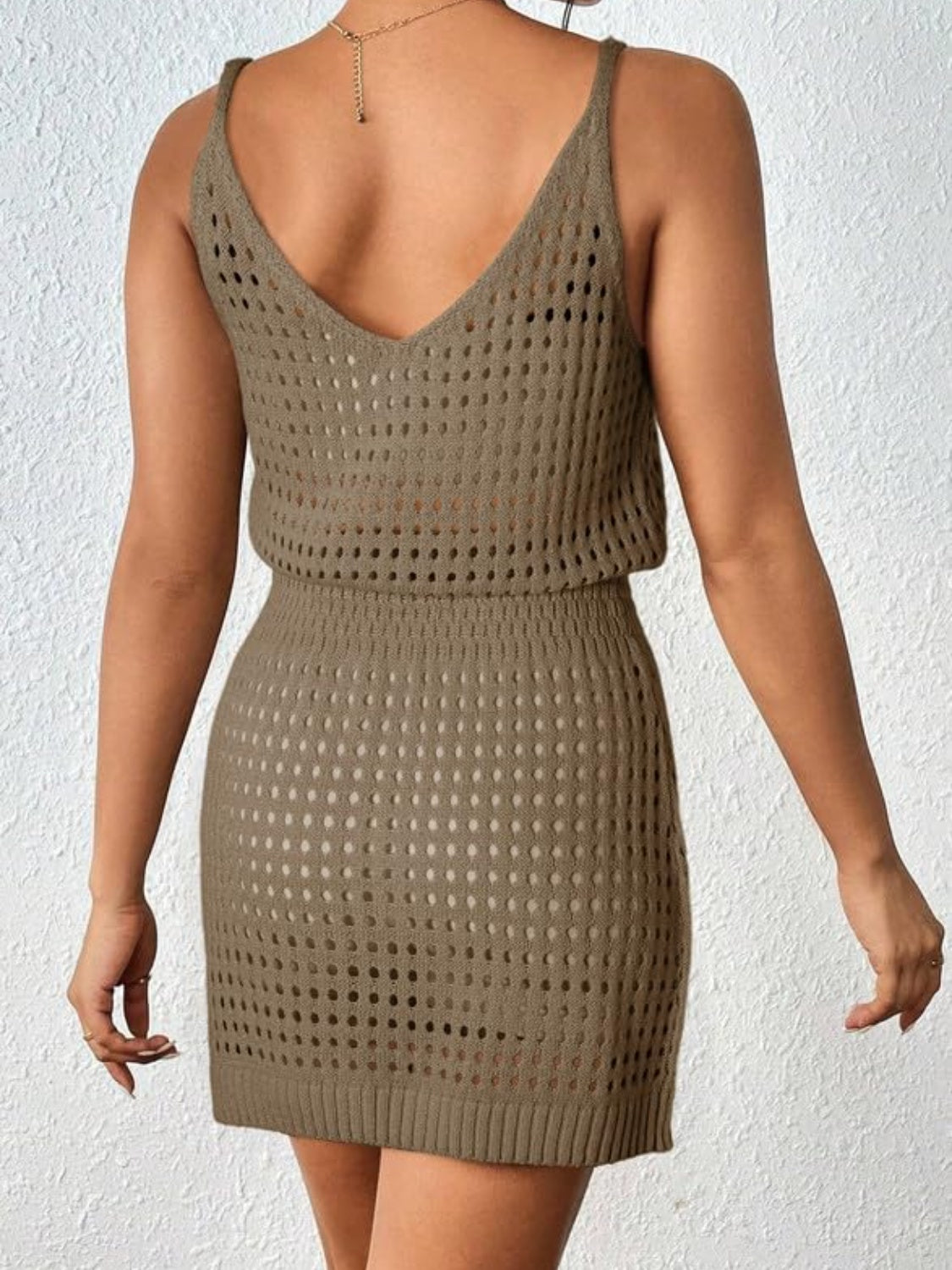 Openwork V-Neck Sleeveless Cover Up Dress