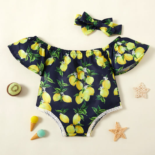 Lemon Print Square Neck Bodysuit