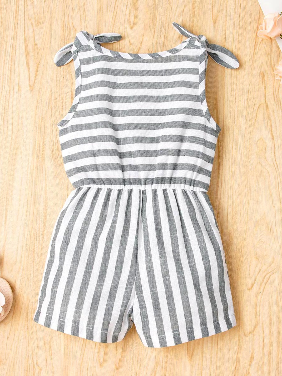 Striped Sleeveless Drawstring Romper